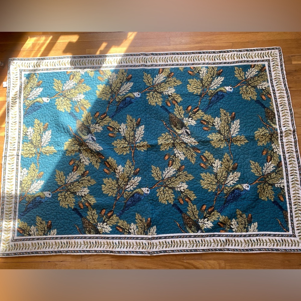 John Derian X Target Elegant Teal Leaf Pattern Quilt - Picture 4 of 4